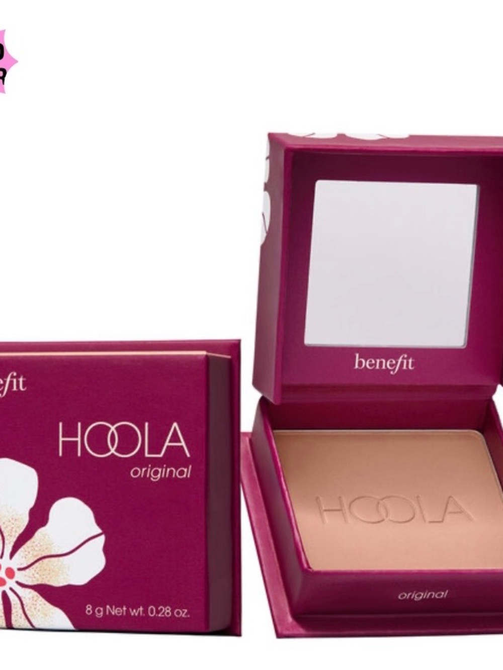 Benefit Hoola Original Bronzer Compact in Pink Packaging with Tan Powder